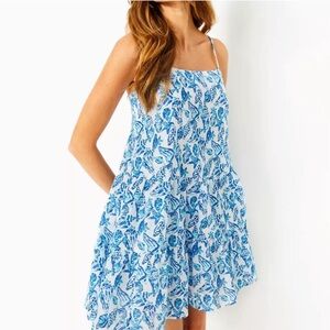 Lilly Pulitzer Tropical Blue and White Mini Dress